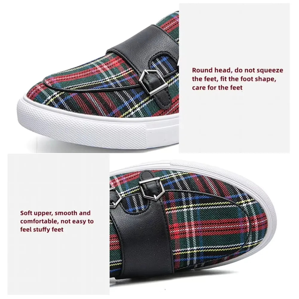 Classic Canvas Plaid Loafers For Men