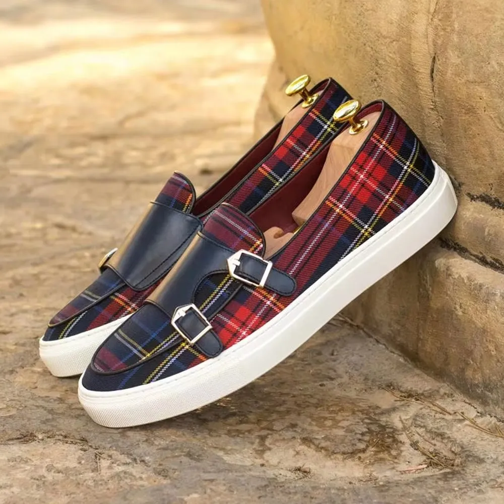 Classic Canvas Plaid Loafers For Men