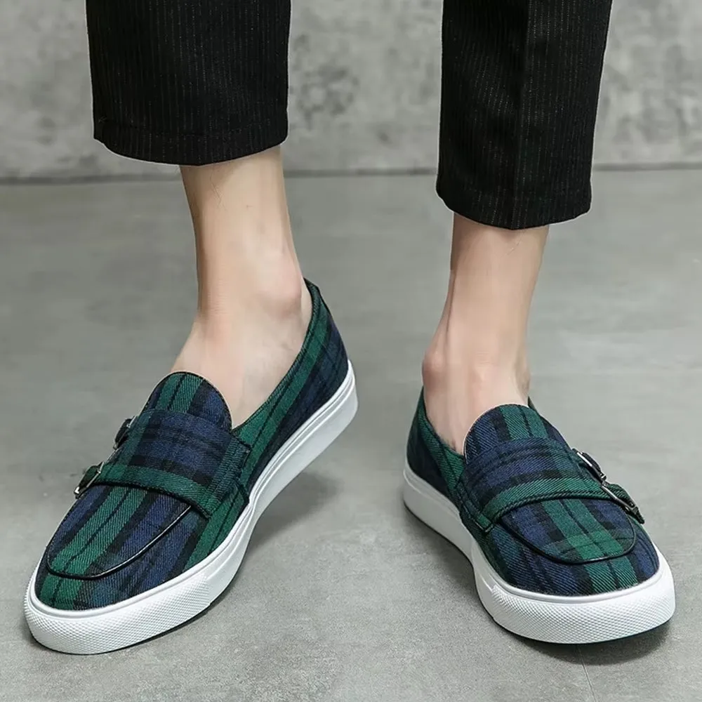 Classic Canvas Plaid Loafers For Men