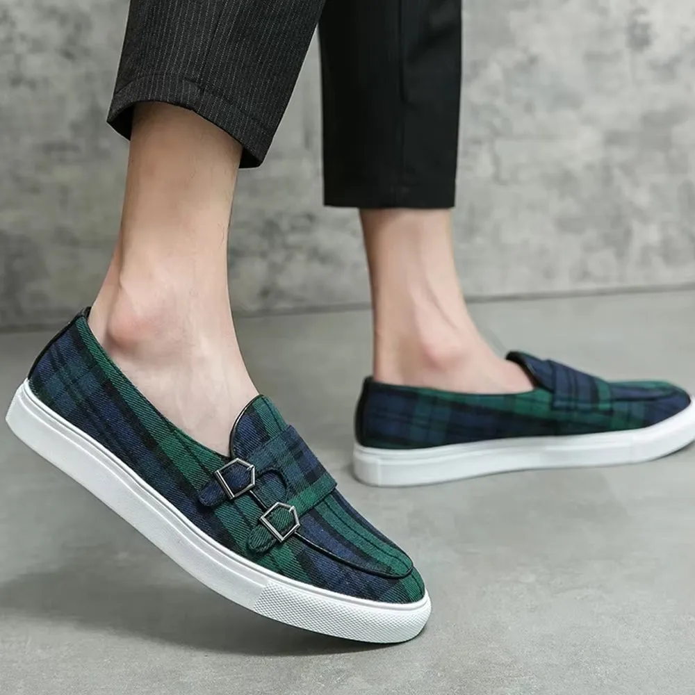 Classic Canvas Plaid Loafers For Men