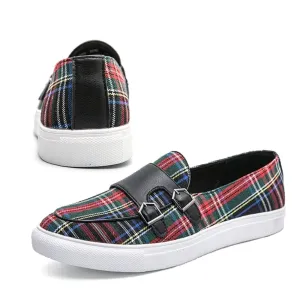 Classic Canvas Plaid Loafers For Men