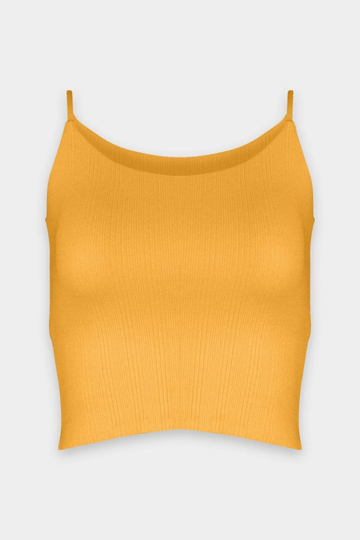 Compact Rib Strappy Cropped Tank in Mango