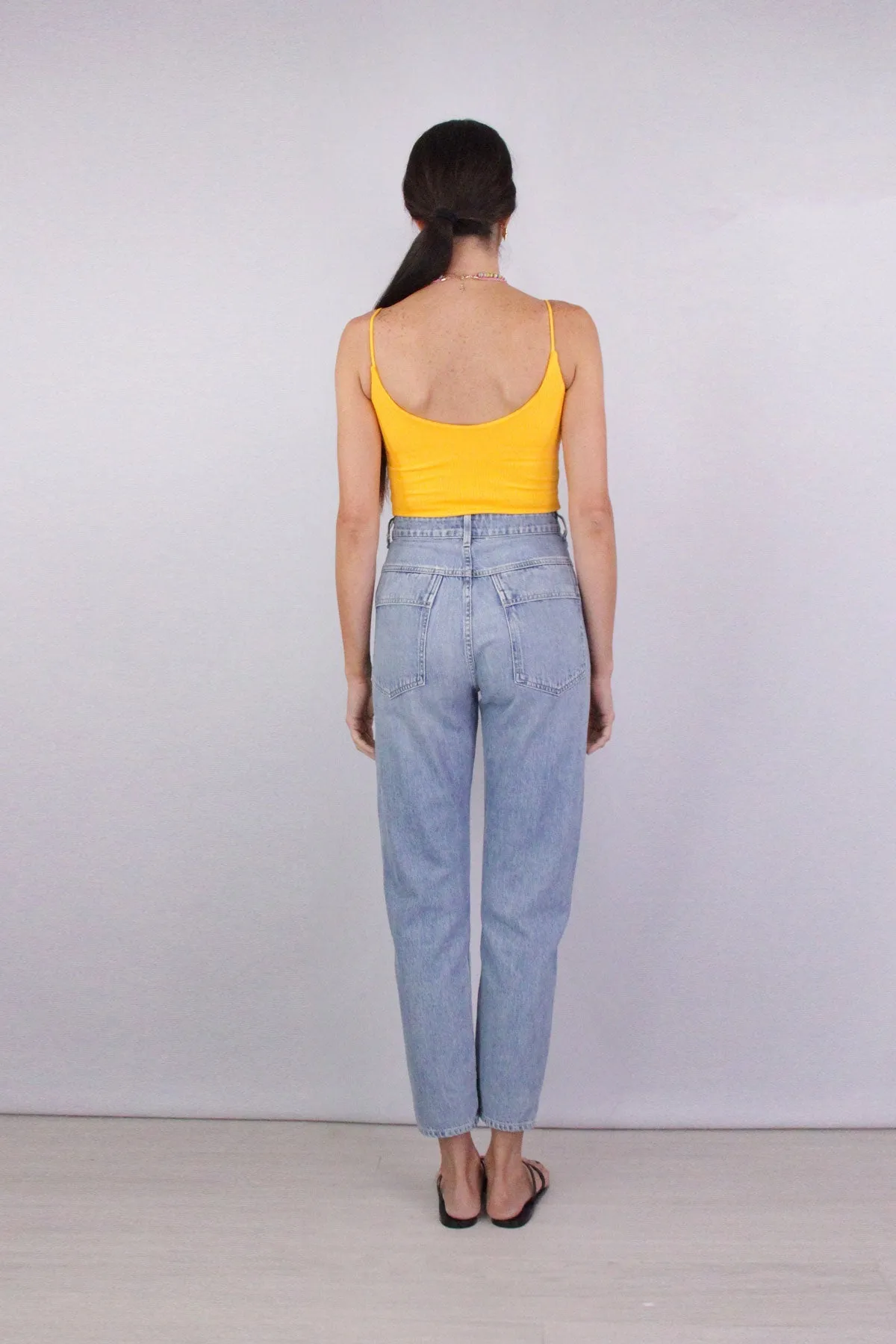 Compact Rib Strappy Cropped Tank in Mango