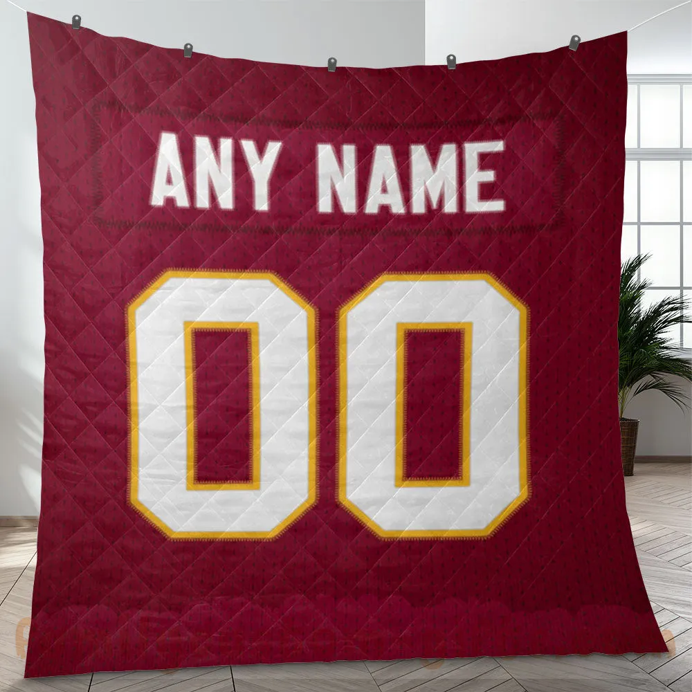 Custom Premium Quilt Blanket Washington Jersey American Football Personalized Quilt Gifts for Her & Him