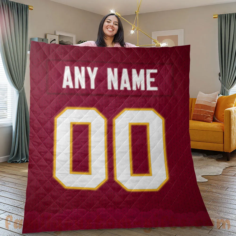 Custom Premium Quilt Blanket Washington Jersey American Football Personalized Quilt Gifts for Her & Him