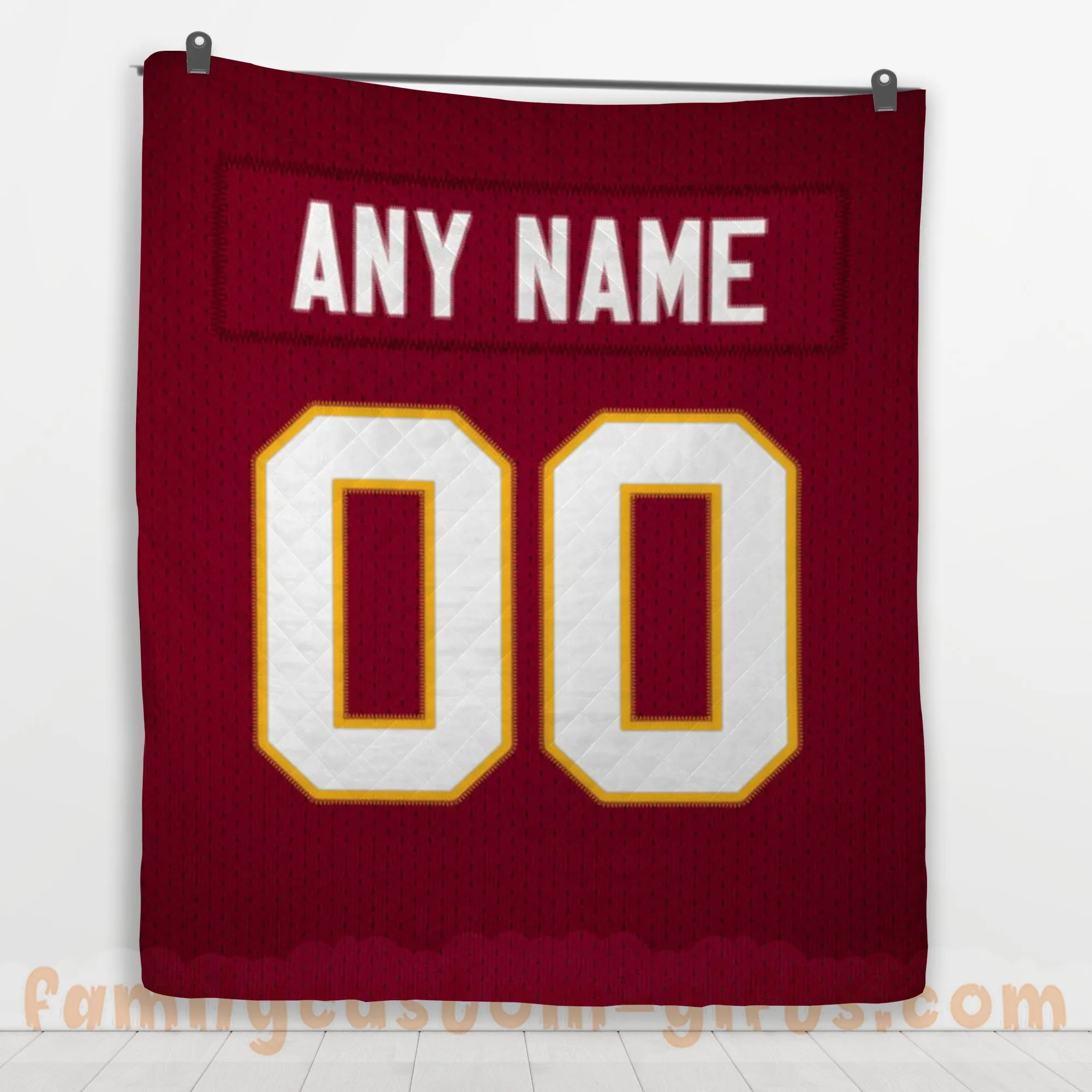 Custom Premium Quilt Blanket Washington Jersey American Football Personalized Quilt Gifts for Her & Him