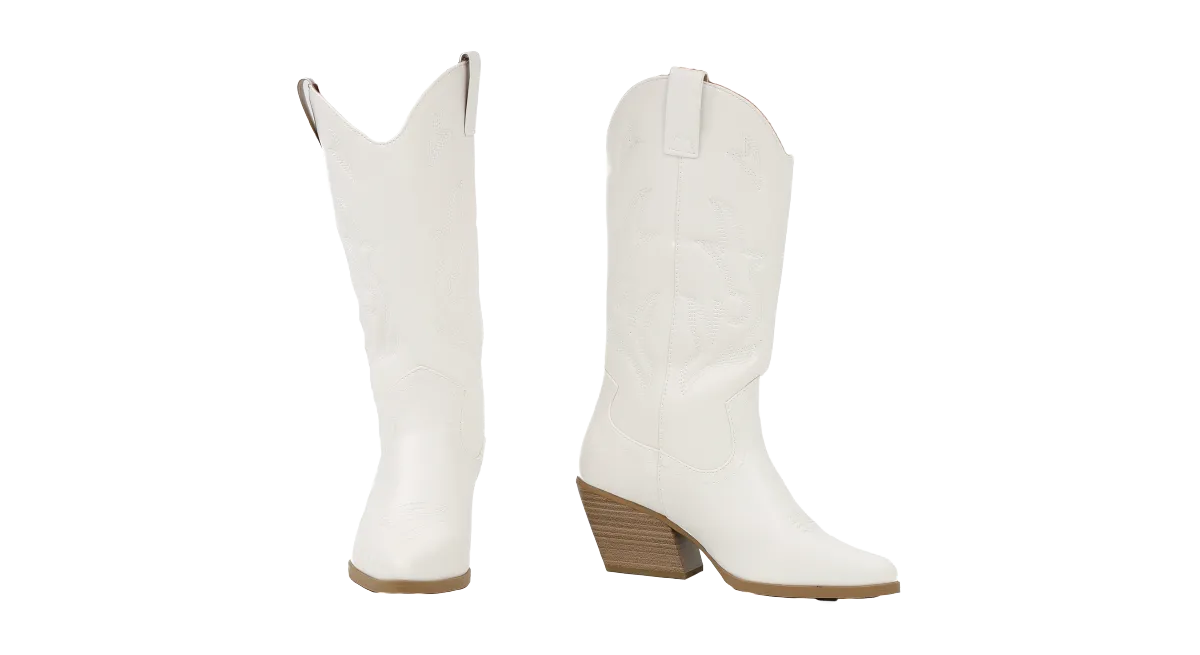 Desert Lily Cowgirl Boots - White