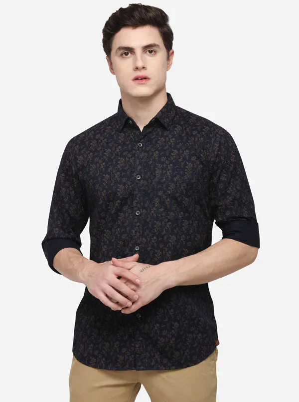 Eclipse Printed Slim Fit Casual Shirt | JadeBlue