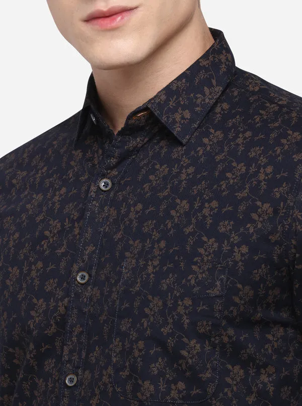 Eclipse Printed Slim Fit Casual Shirt | JadeBlue