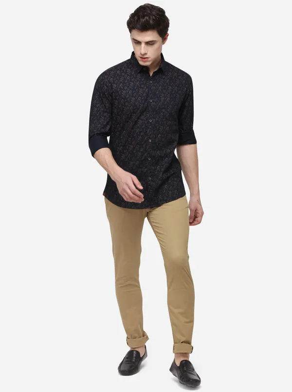 Eclipse Printed Slim Fit Casual Shirt | JadeBlue