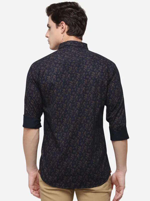 Eclipse Printed Slim Fit Casual Shirt | JadeBlue