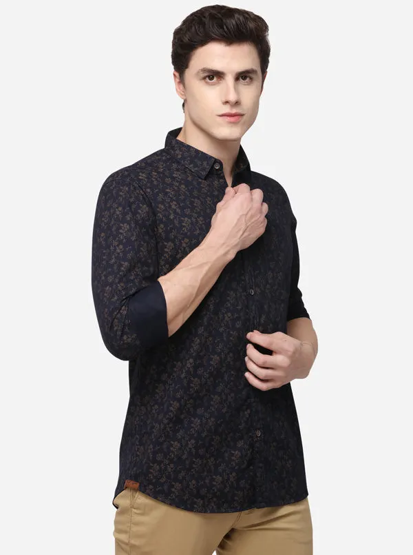 Eclipse Printed Slim Fit Casual Shirt | JadeBlue
