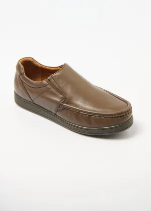 Elasticated leather loafers with removable sole