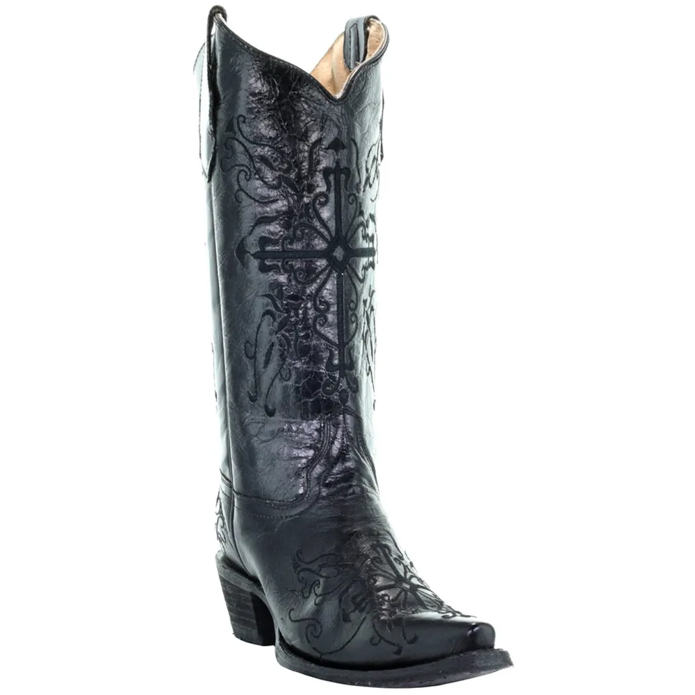 Embroidered Snip Toe Cowboy Boots