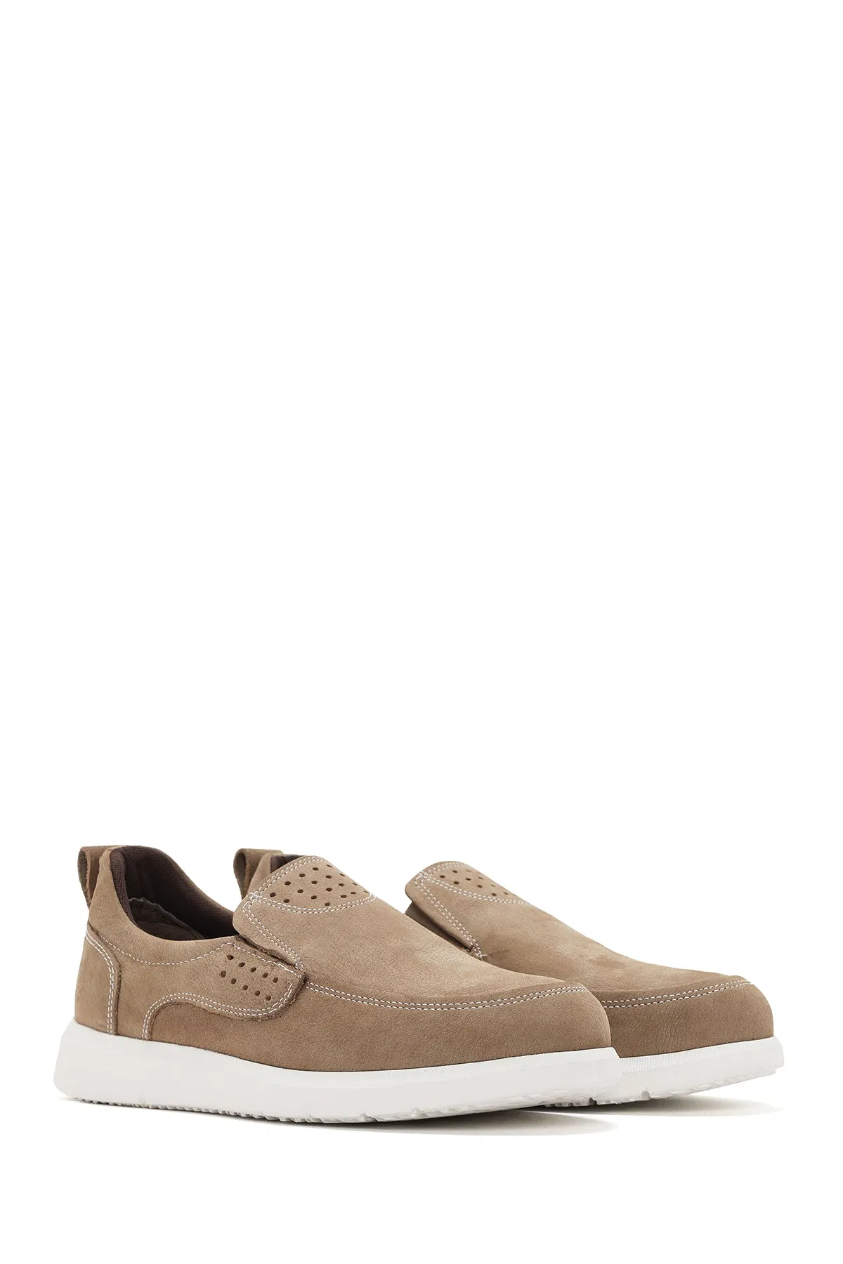Erkek Vizon Nubuk Deri Comfort Loafer