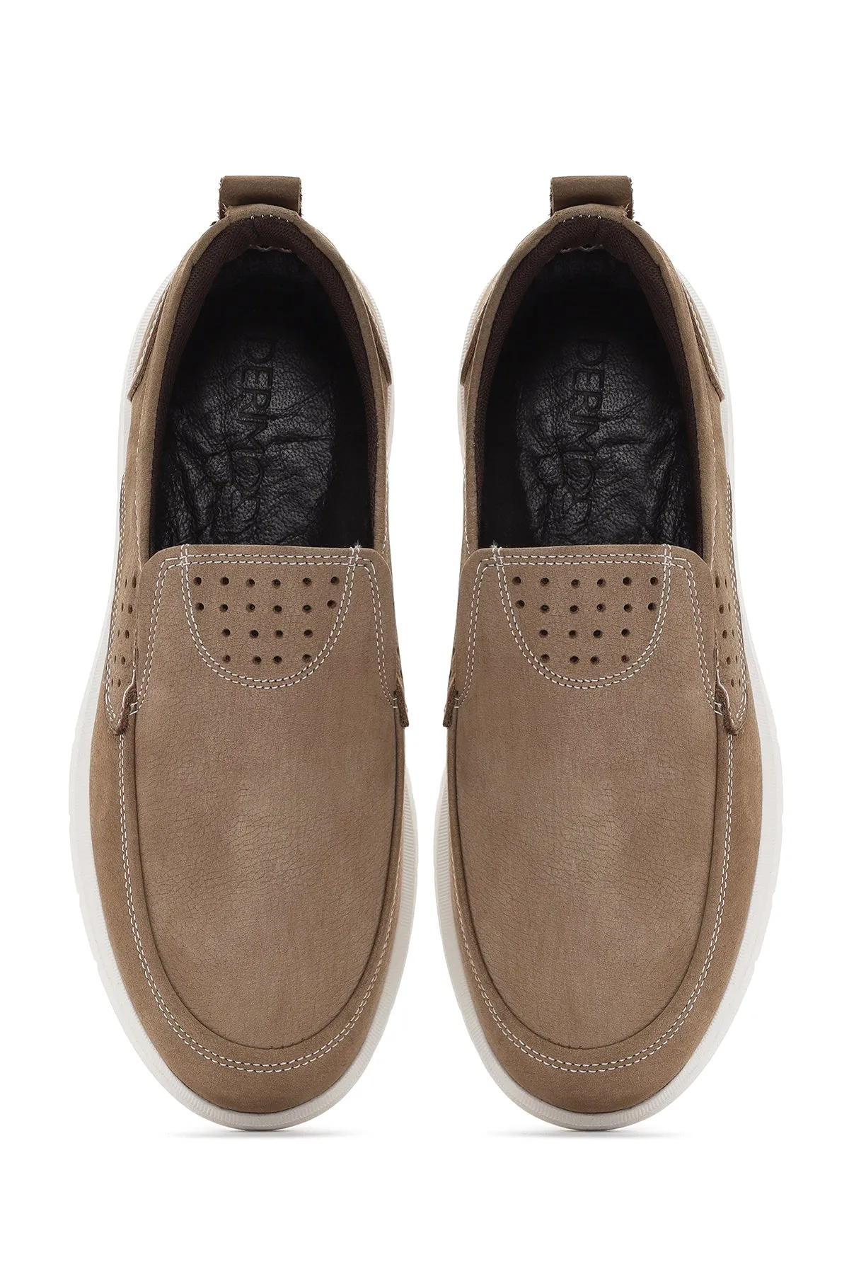 Erkek Vizon Nubuk Deri Comfort Loafer