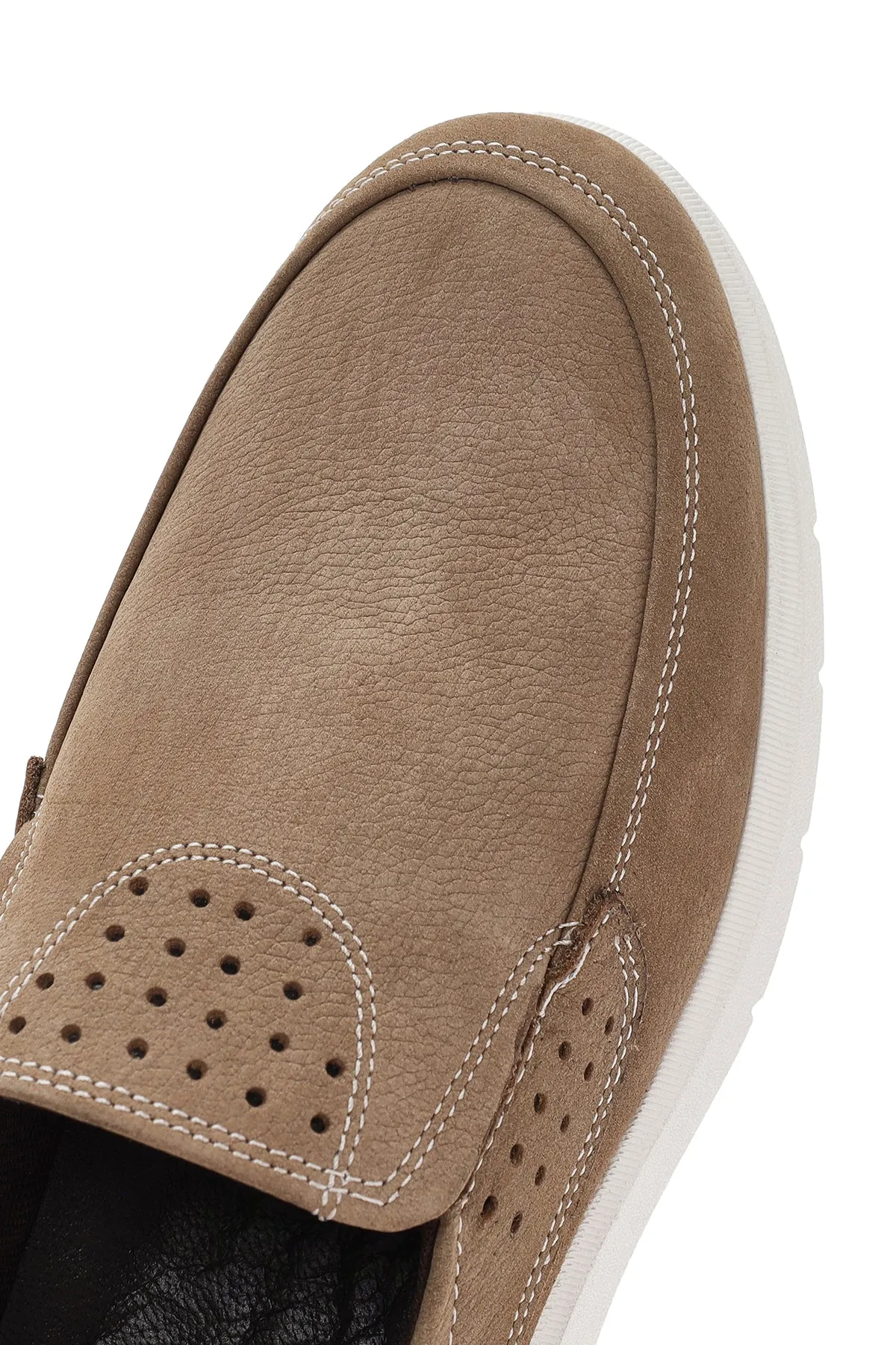 Erkek Vizon Nubuk Deri Comfort Loafer