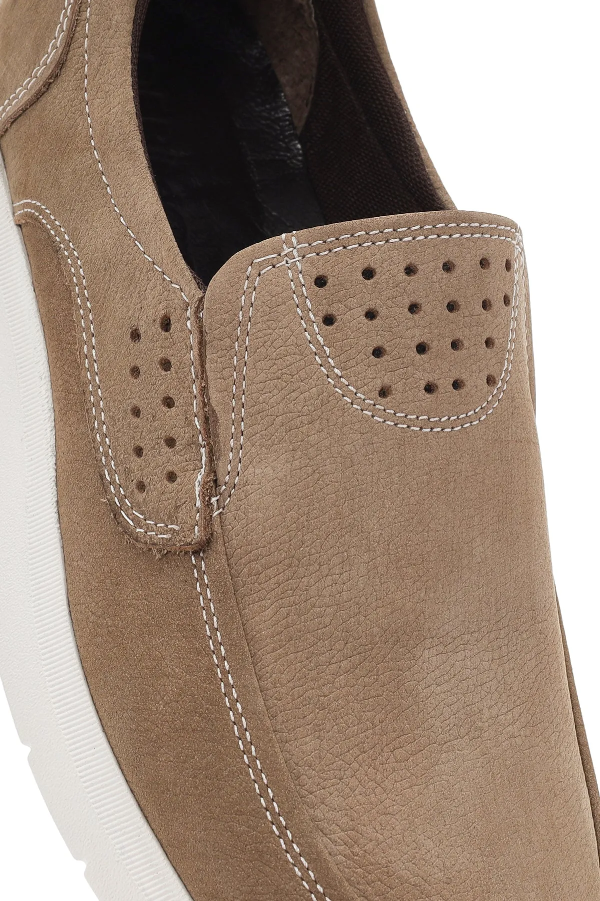 Erkek Vizon Nubuk Deri Comfort Loafer