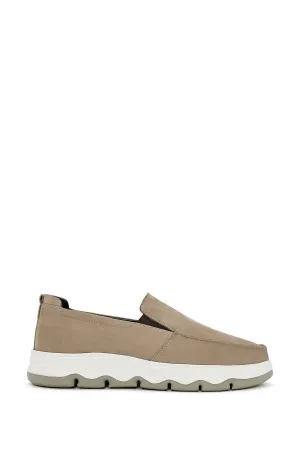 Erkek Vizon Nubuk Deri Comfort Loafer