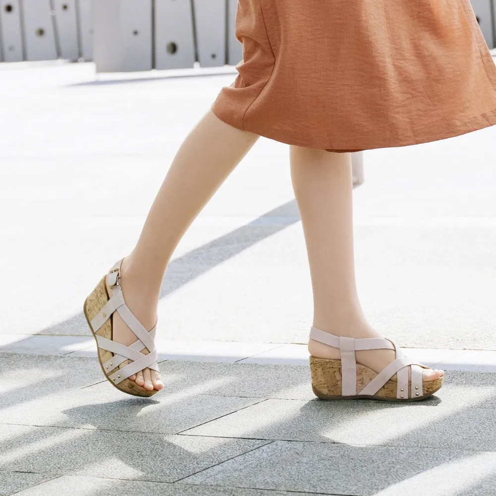 Formentera Cross Straps Wedge Sandals (Ivory)