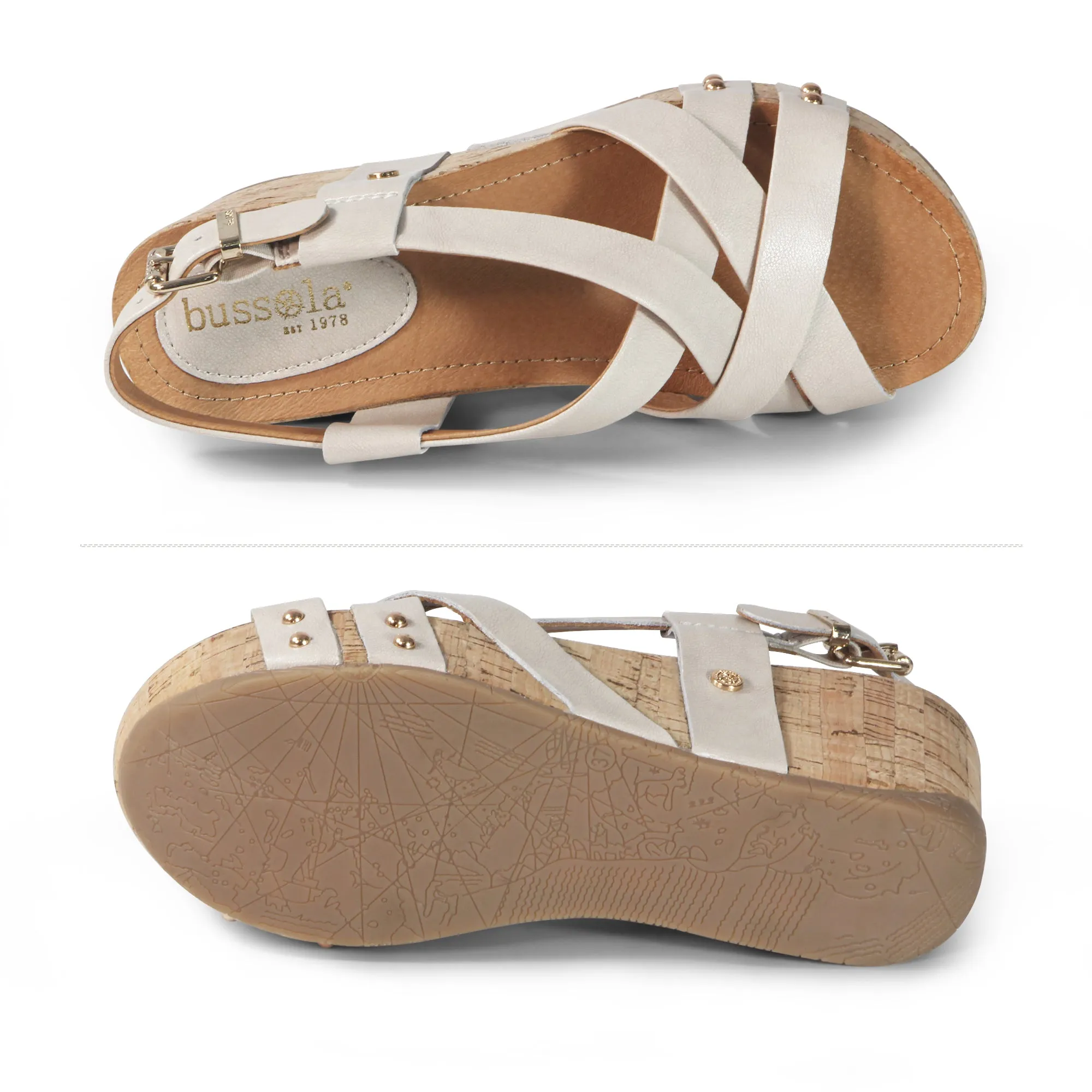 Formentera Cross Straps Wedge Sandals (Ivory)