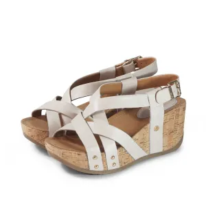 Formentera Cross Straps Wedge Sandals (Ivory)