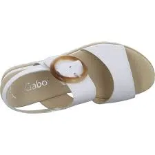 GABOR 24.645.21 WHITE LEATHER WEDGE SANDAL