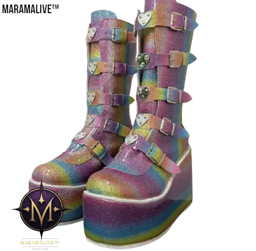 Gothic Platform Boots with Large Metal Buckle Clasps