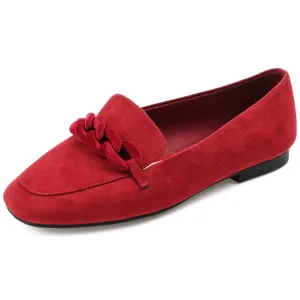 Journee Collection Womens Cordell Tru Comfort Foam Slip On Square Toe Loafer Dress Flats - Red - Size: 10 Wide