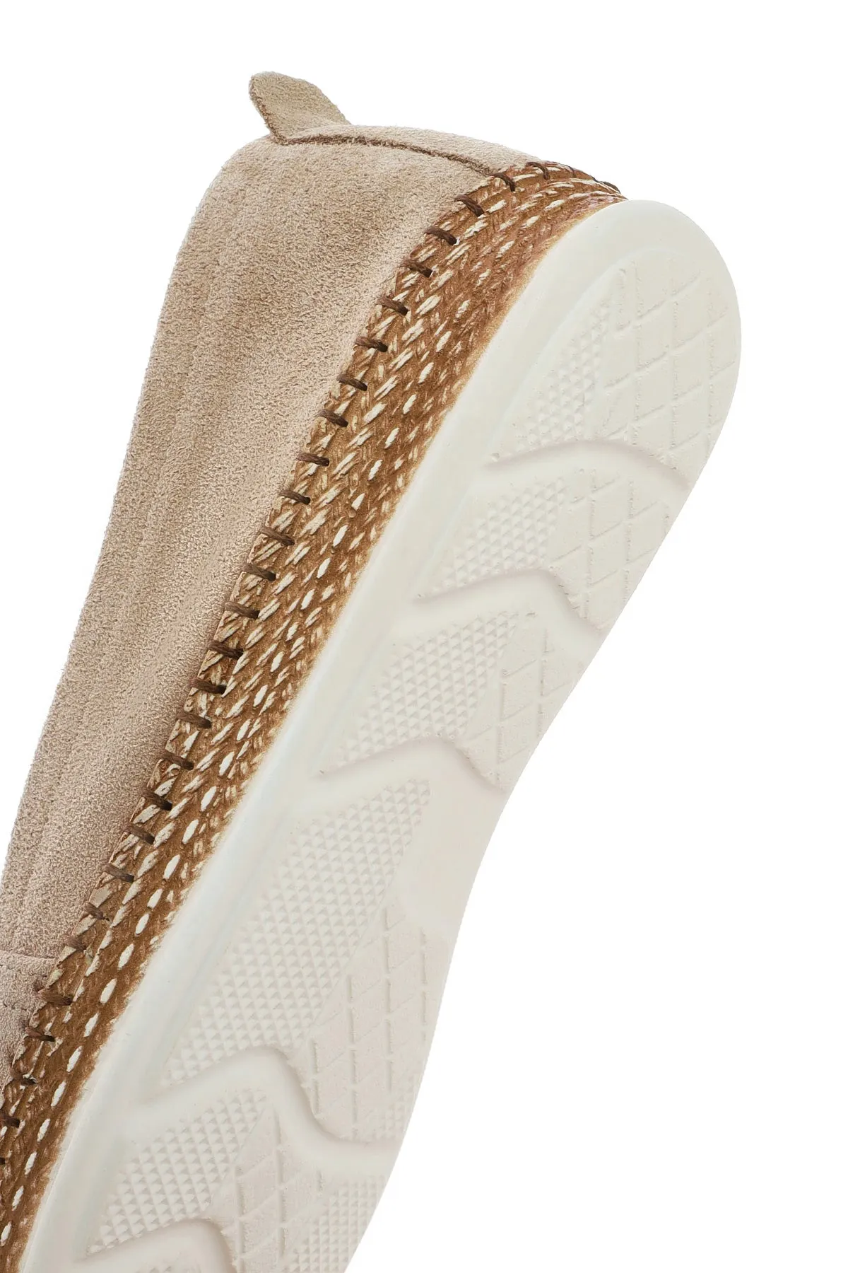 Kadın Bej Süet Deri Comfort Loafer