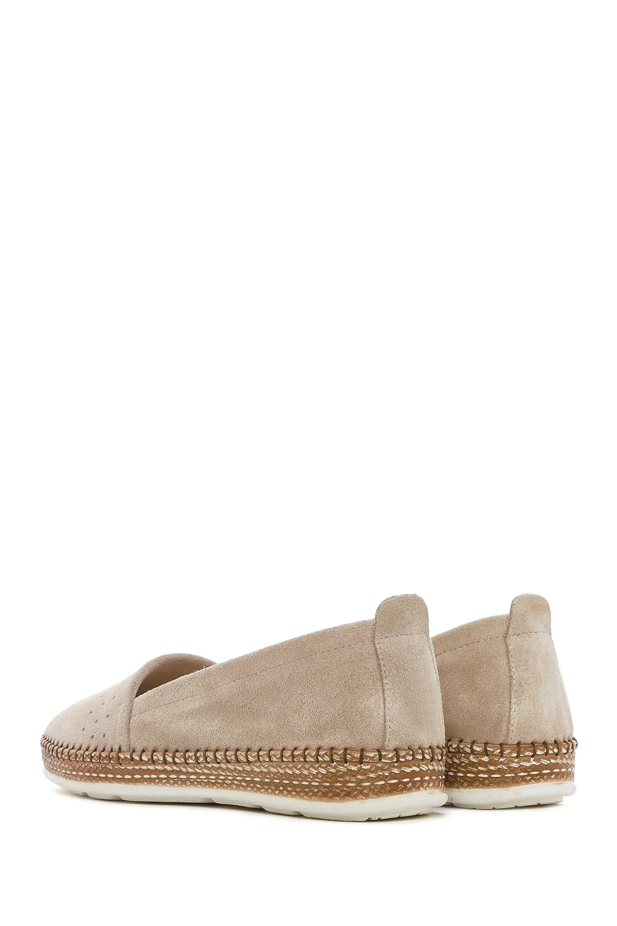 Kadın Bej Süet Deri Comfort Loafer