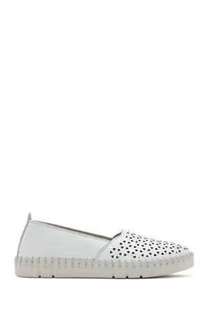 Kadın Beyaz Deri Comfort Loafer