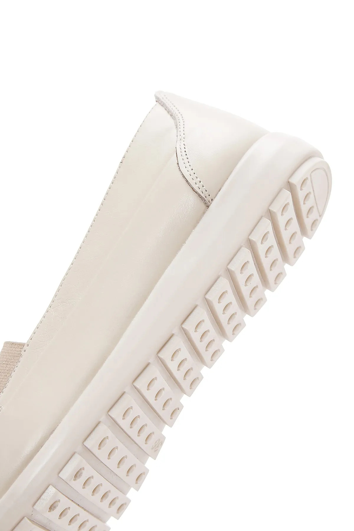 Kadın Krem Deri Comfort Loafer