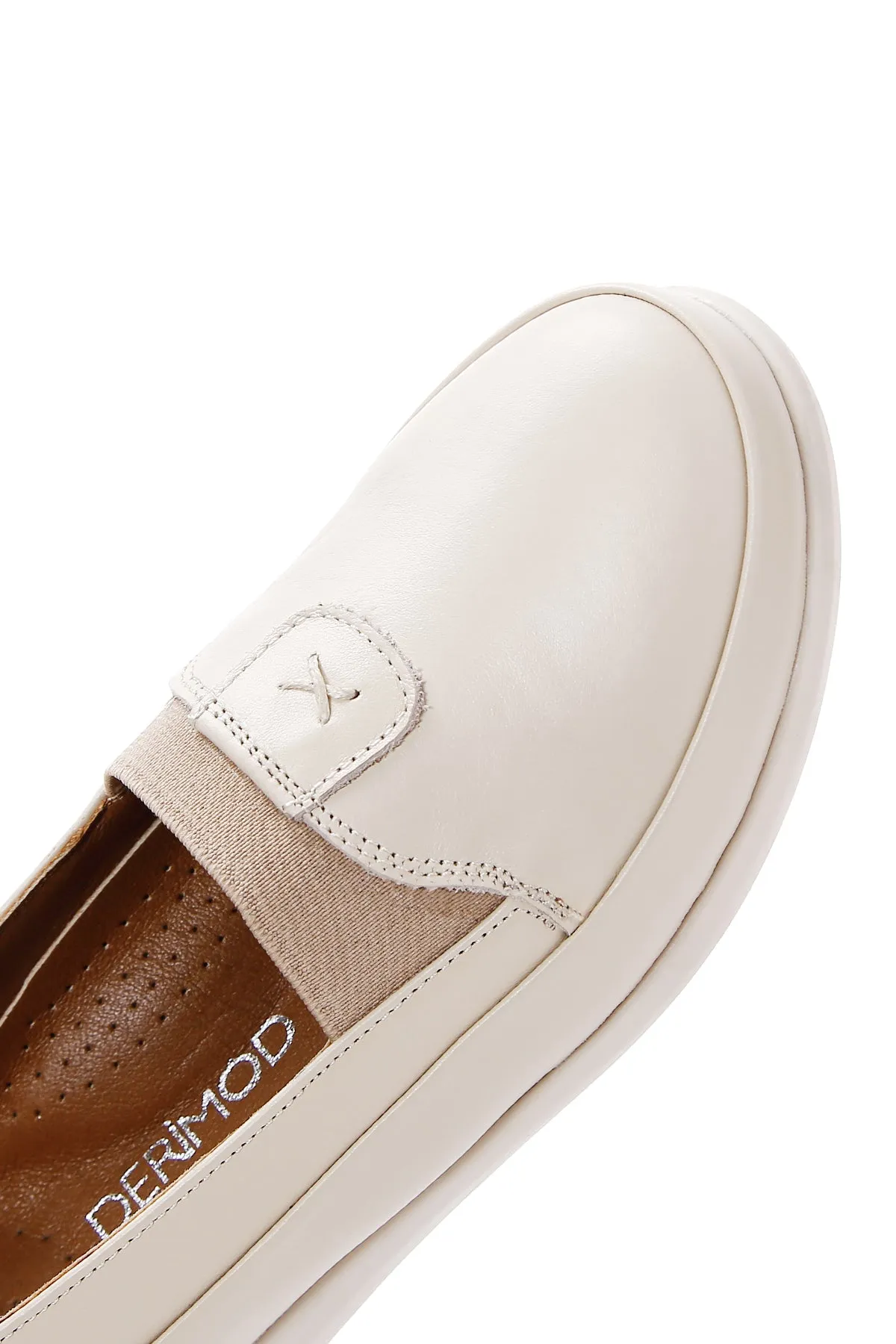 Kadın Krem Deri Comfort Loafer