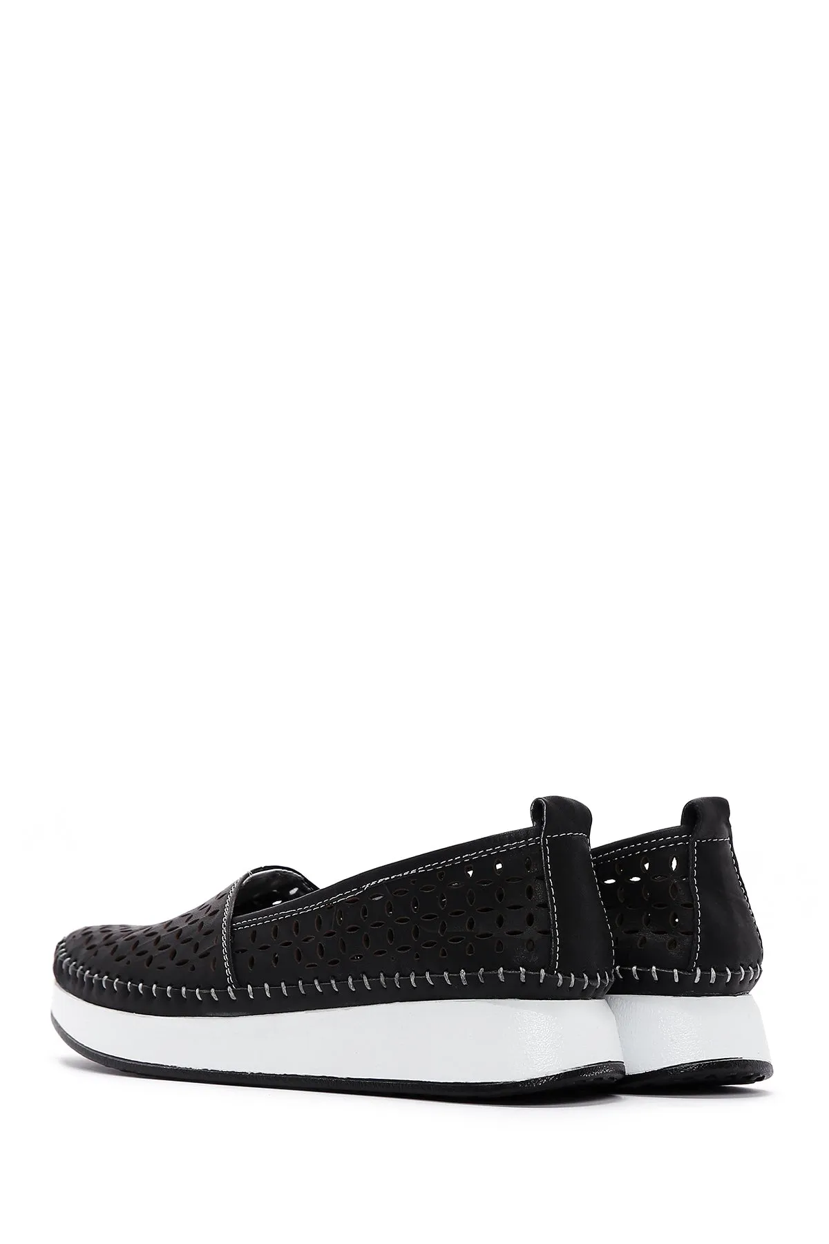 Kadın Siyah Kalın Tabanlı Deri Comfort Loafer