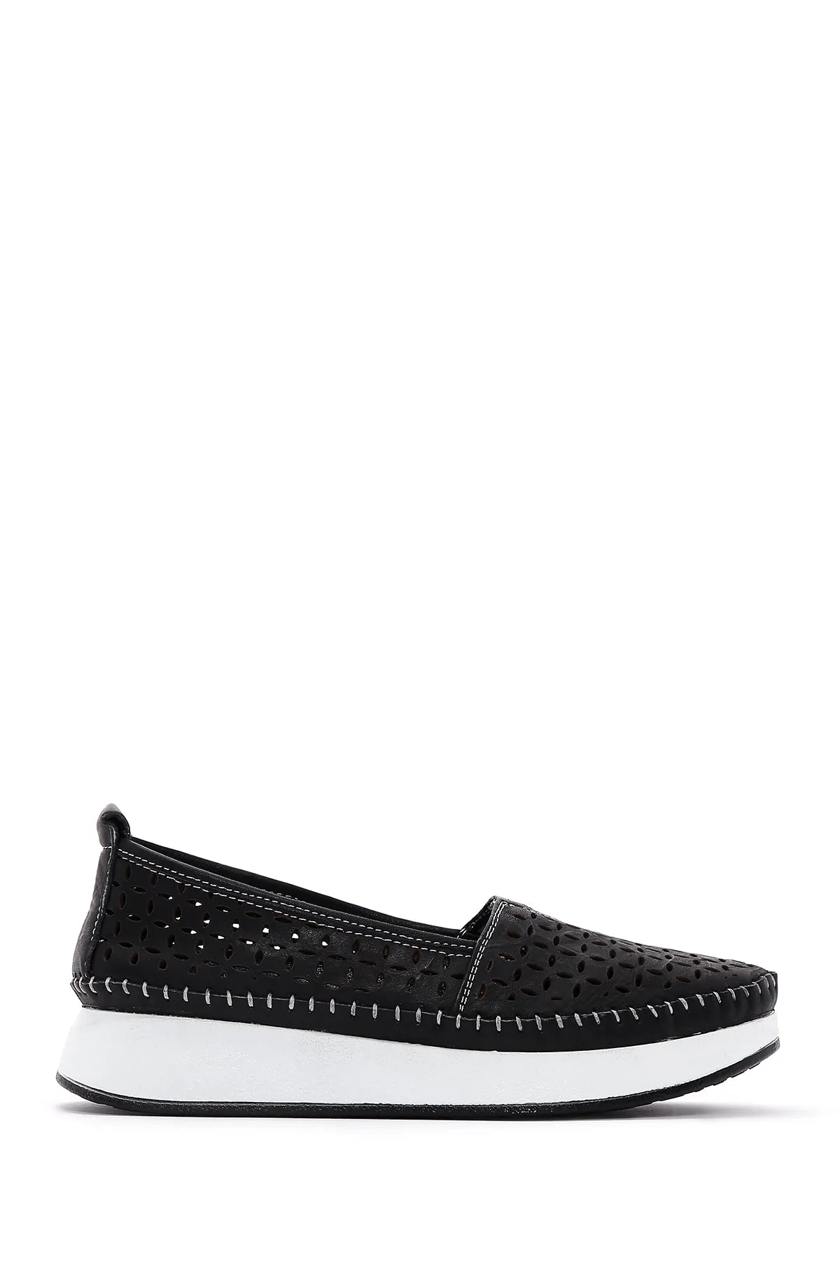Kadın Siyah Kalın Tabanlı Deri Comfort Loafer
