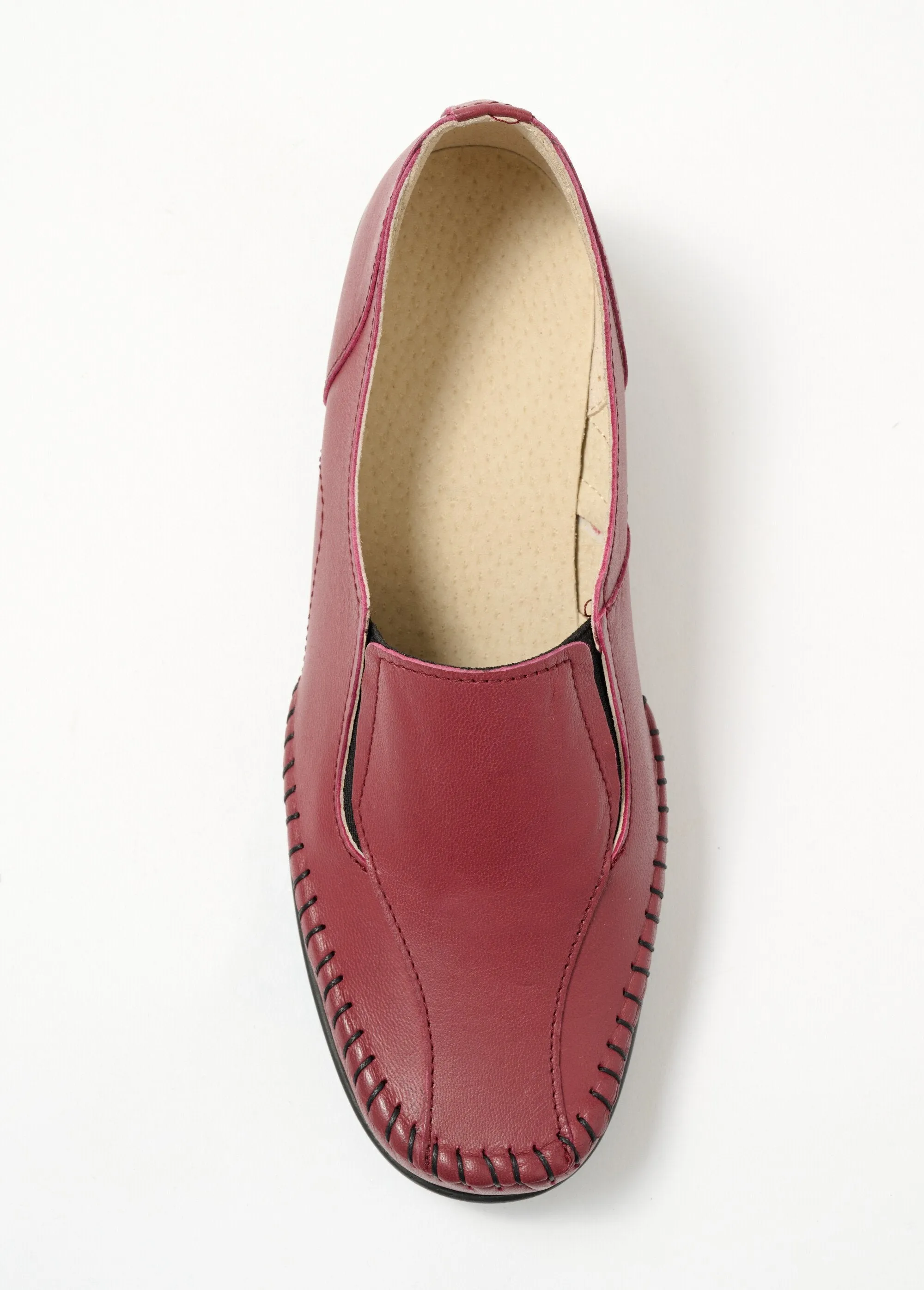 Large-width leather wedge loafers