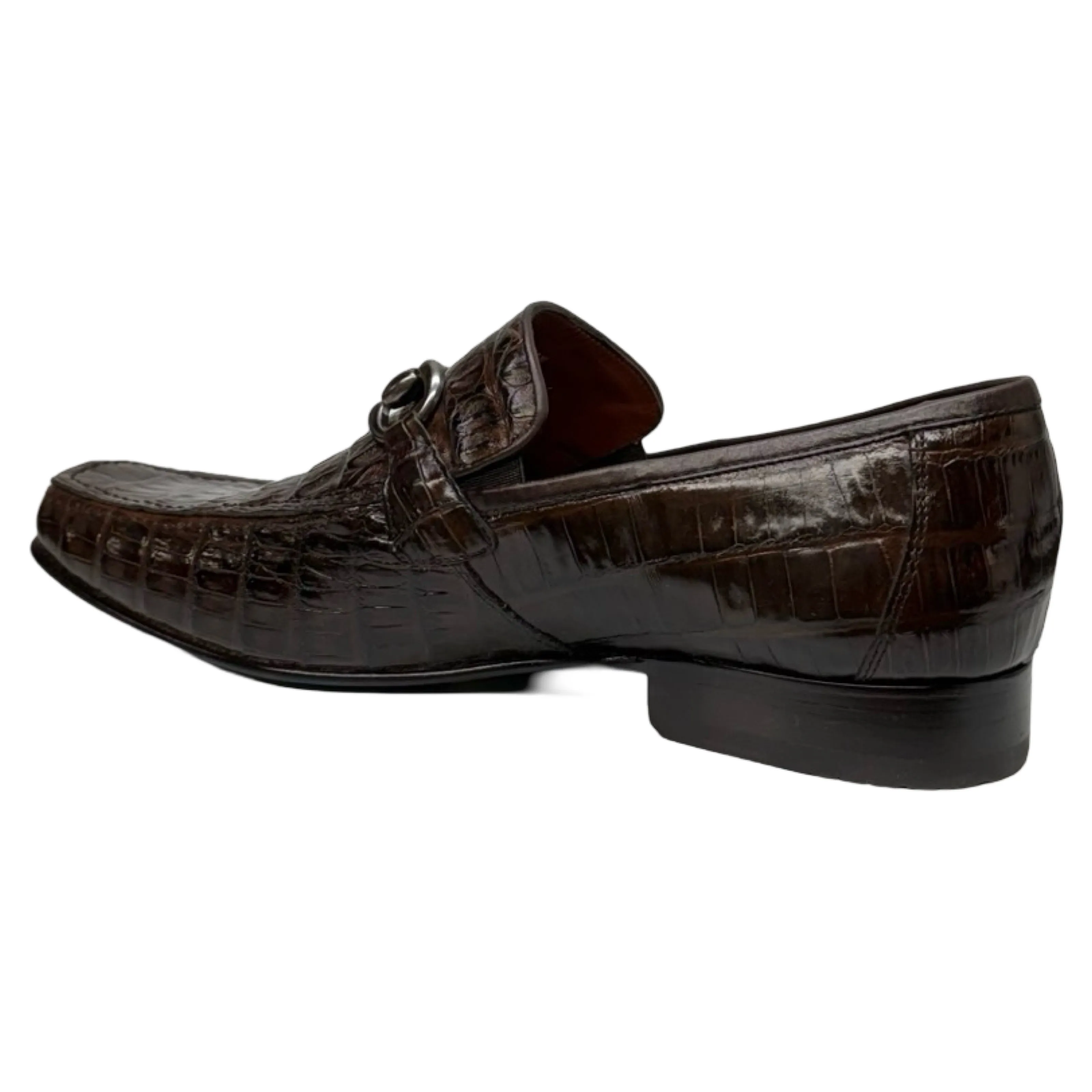 Los Altos Brown All-Over Crocodile Belly Loafers