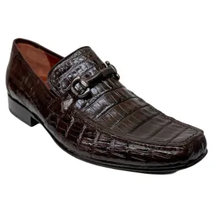 Los Altos Brown All-Over Crocodile Belly Loafers