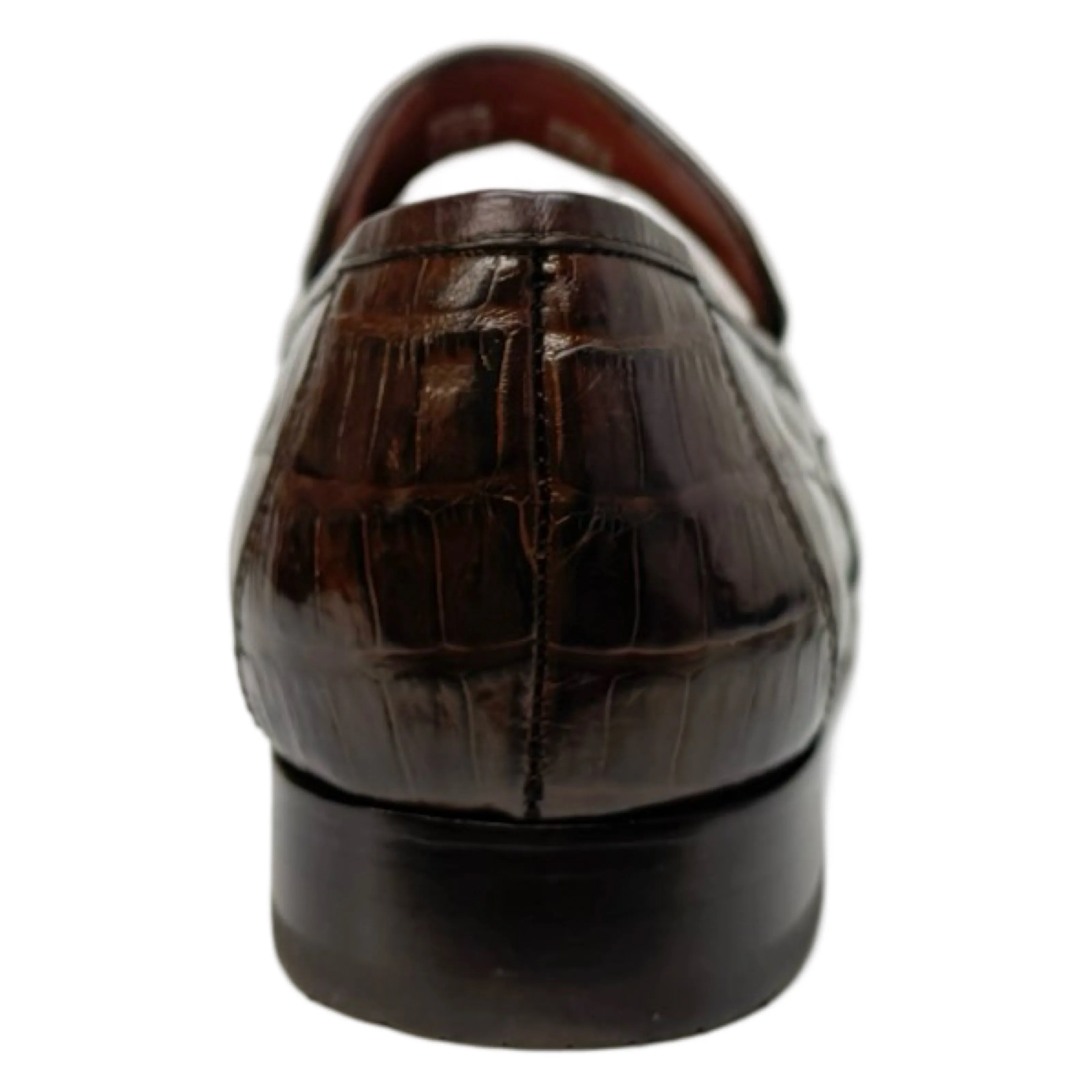 Los Altos Brown All-Over Crocodile Belly Loafers