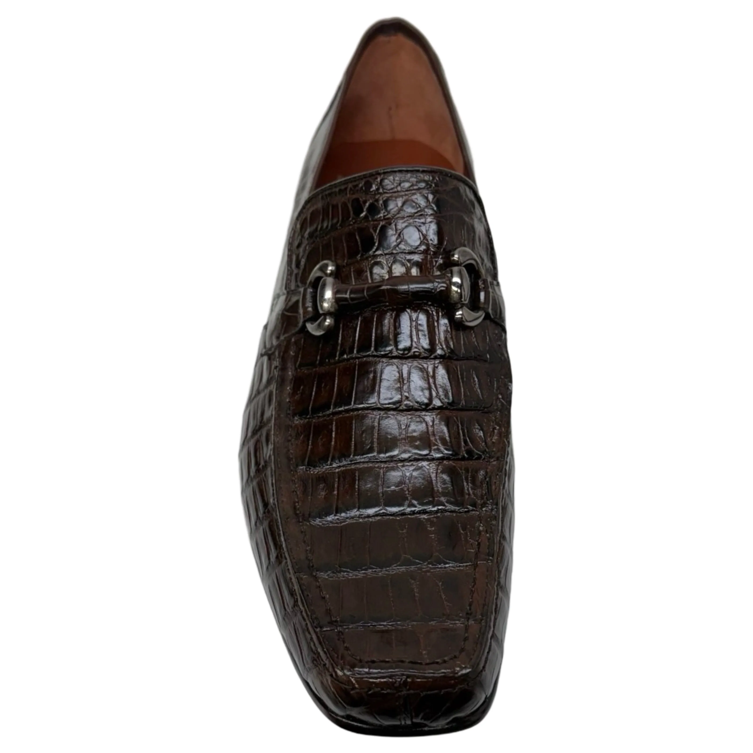 Los Altos Brown All-Over Crocodile Belly Loafers