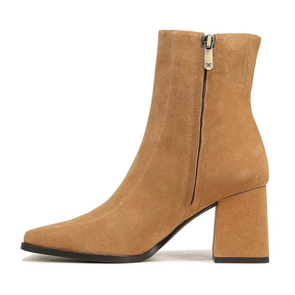Mayla Sandstone Leather Heeled Ankle Boots