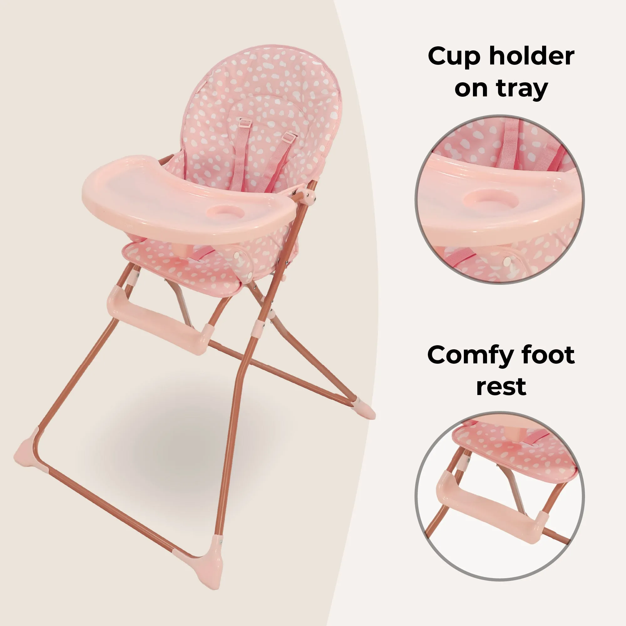 MBHC1 Compact Highchair - Pink Dalmatian
