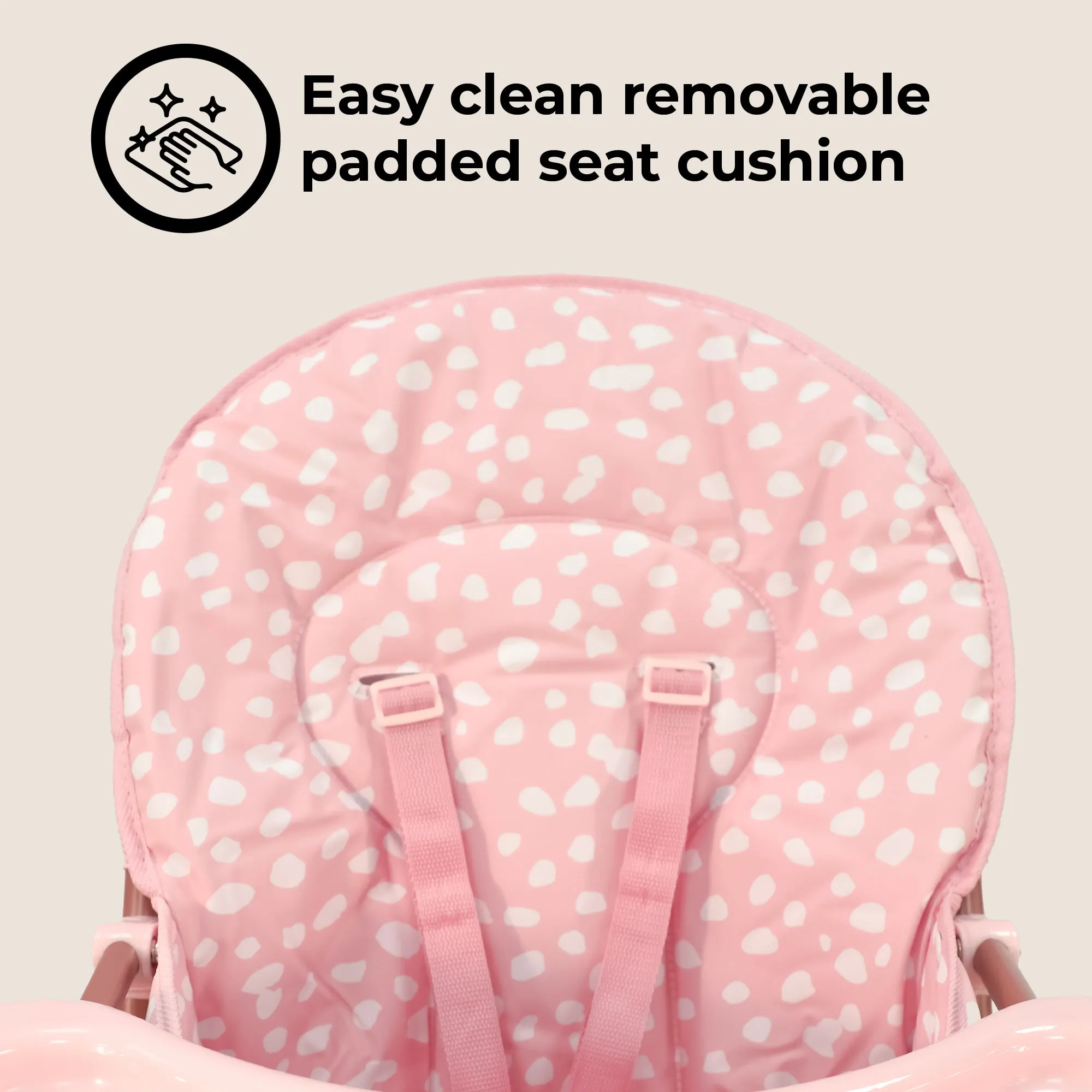MBHC1 Compact Highchair - Pink Dalmatian