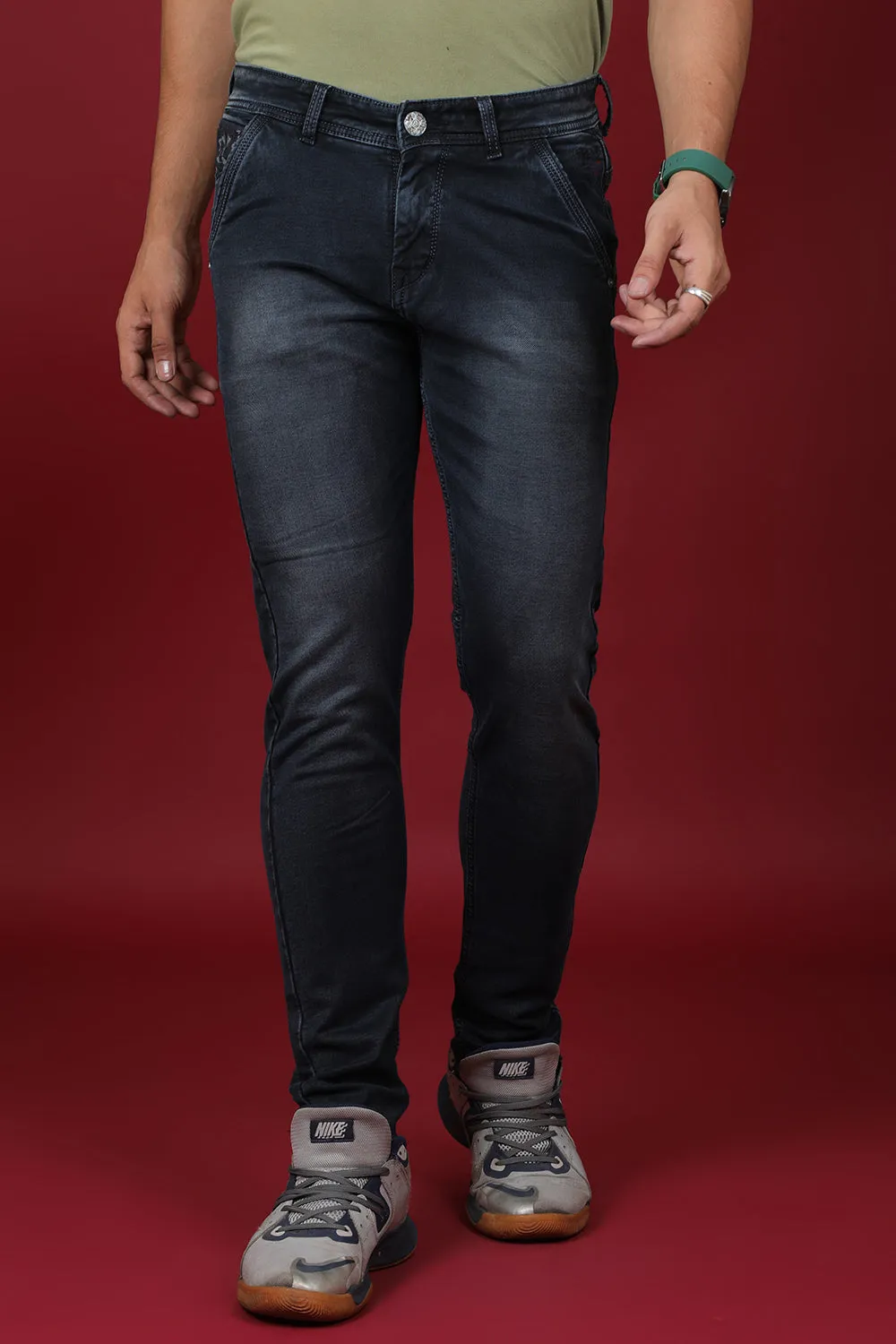 Men's Dark Blue Denim Slim Fit MARS 8007-1 Jean