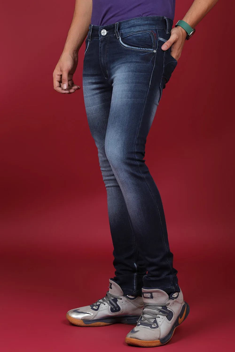 Men's Dark Blue Denim Slim Fit MD-7248 Jean