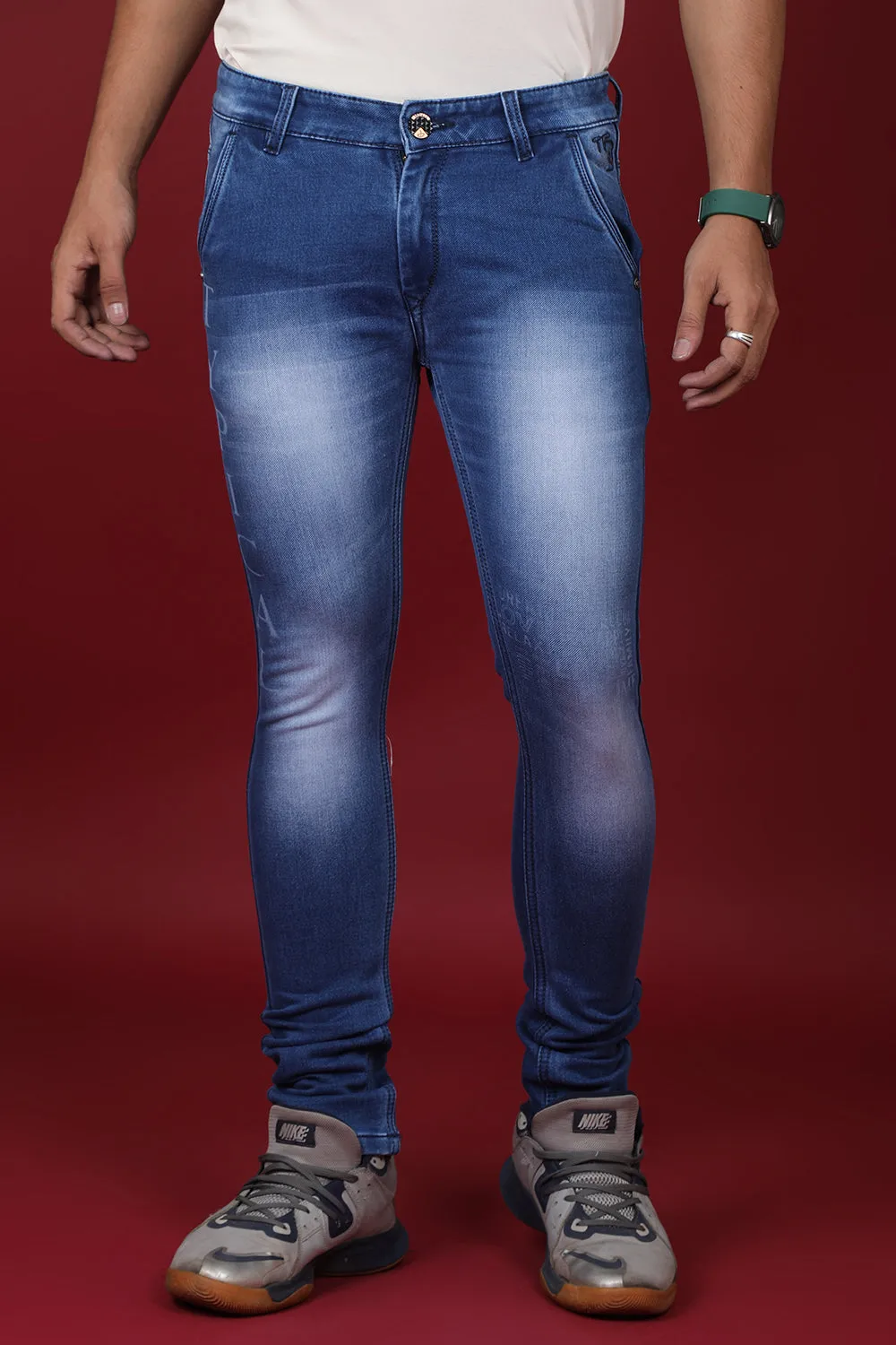 Men's Dark Blue Denim Slim Fit MD-7255-1 Jean