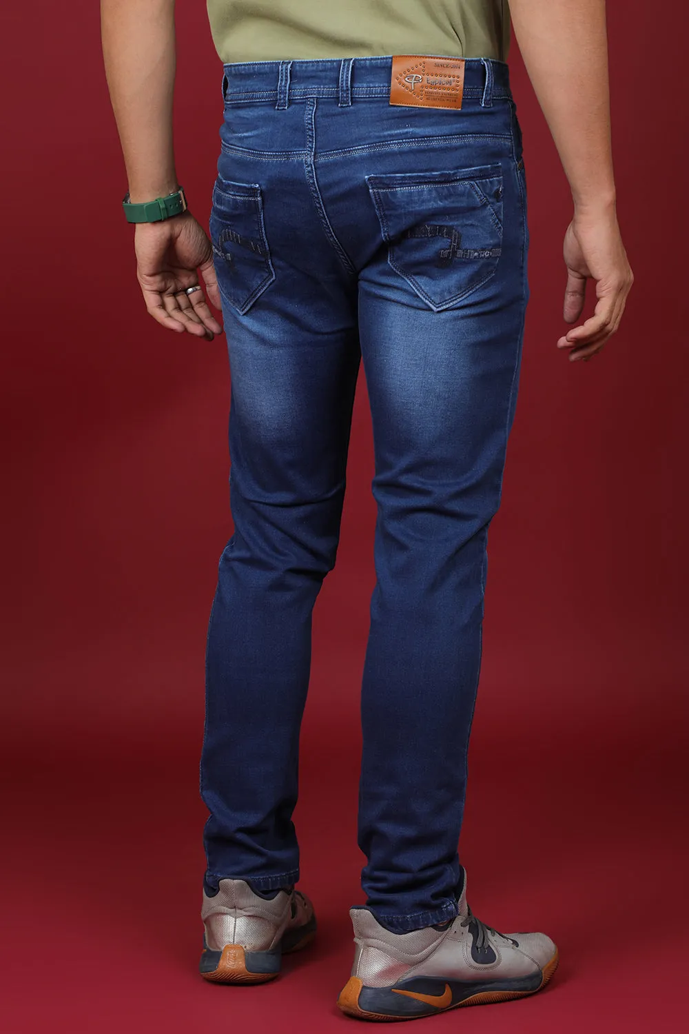 Men's Dark Denim Blue Slim Fit Hexa-9000-1 Jean