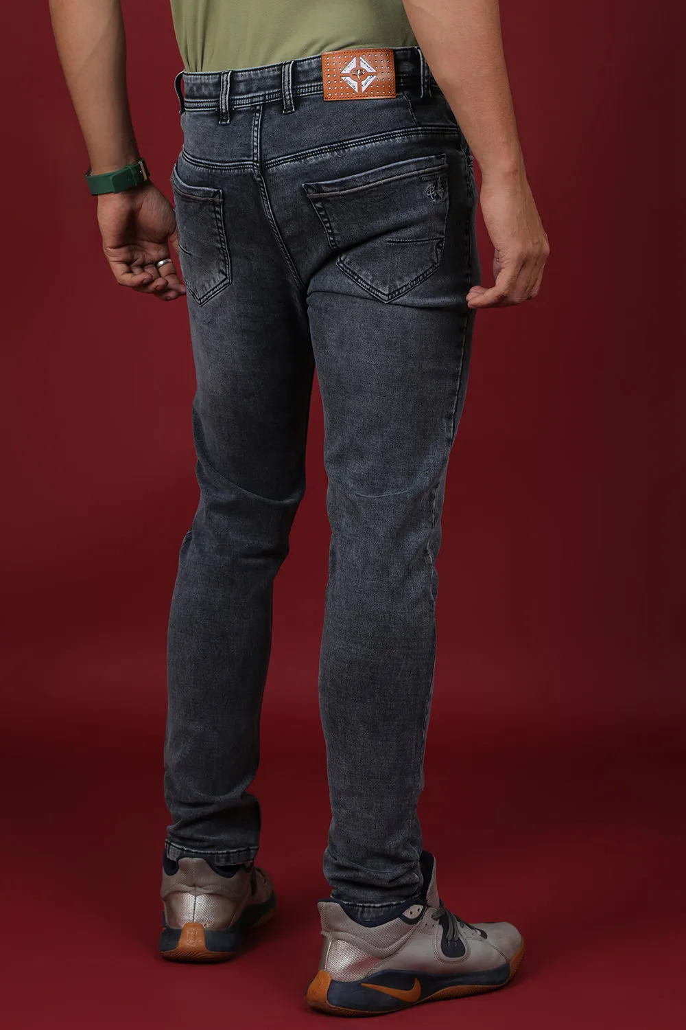 Men's Dark Grey Denim Slim Fit Crux-5034-1 Jean