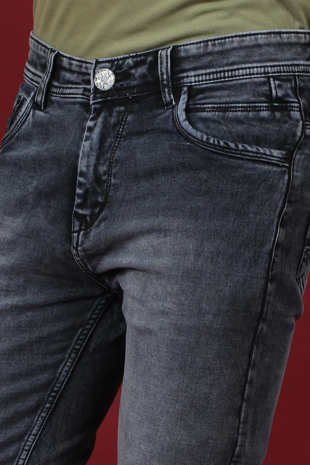 Men's Dark Grey Denim Slim Fit Crux-5034-1 Jean
